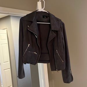 Grey suede jacket with zipper